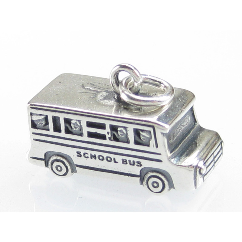 Sterling Silver School Bus Charm, Fun Educational Accessory